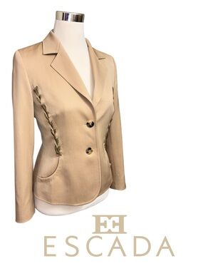 ESCADA Tan Lace-Up Suit Jacket Blazer